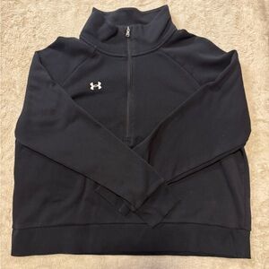 Under Armour Women's Rival Fleece ½ Zip, Black, Size XL, Semi-Cropped Fit